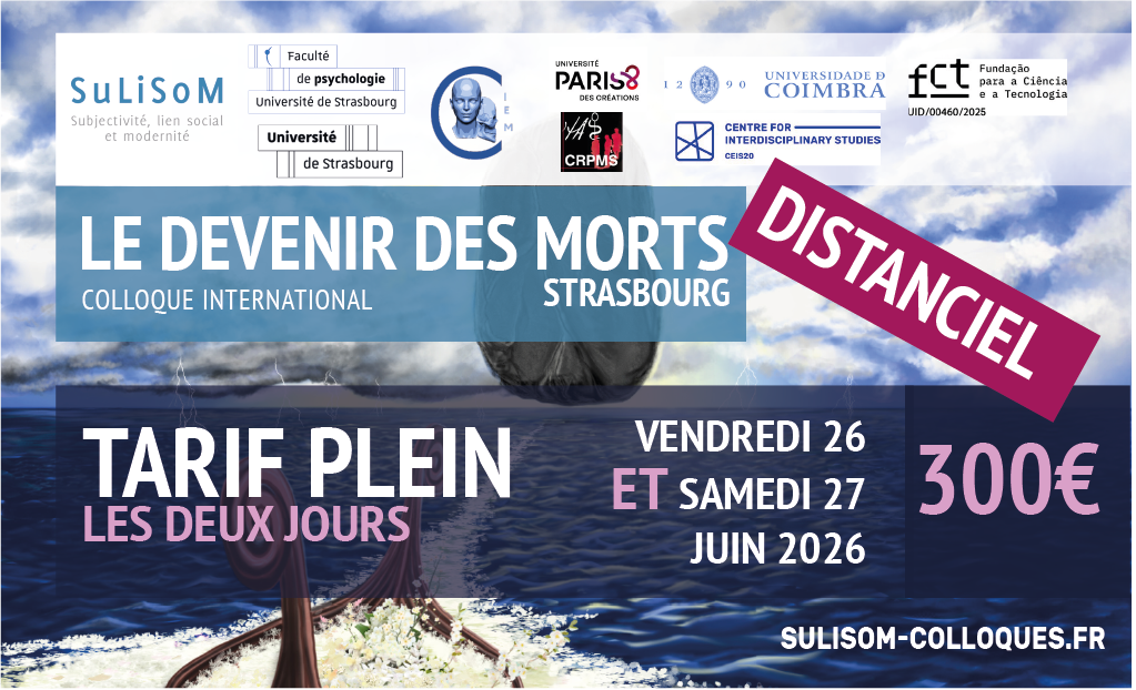 Inscription individuelle - plein tarif - deux jours - Colloque Le Devenir des Morts - distanciel